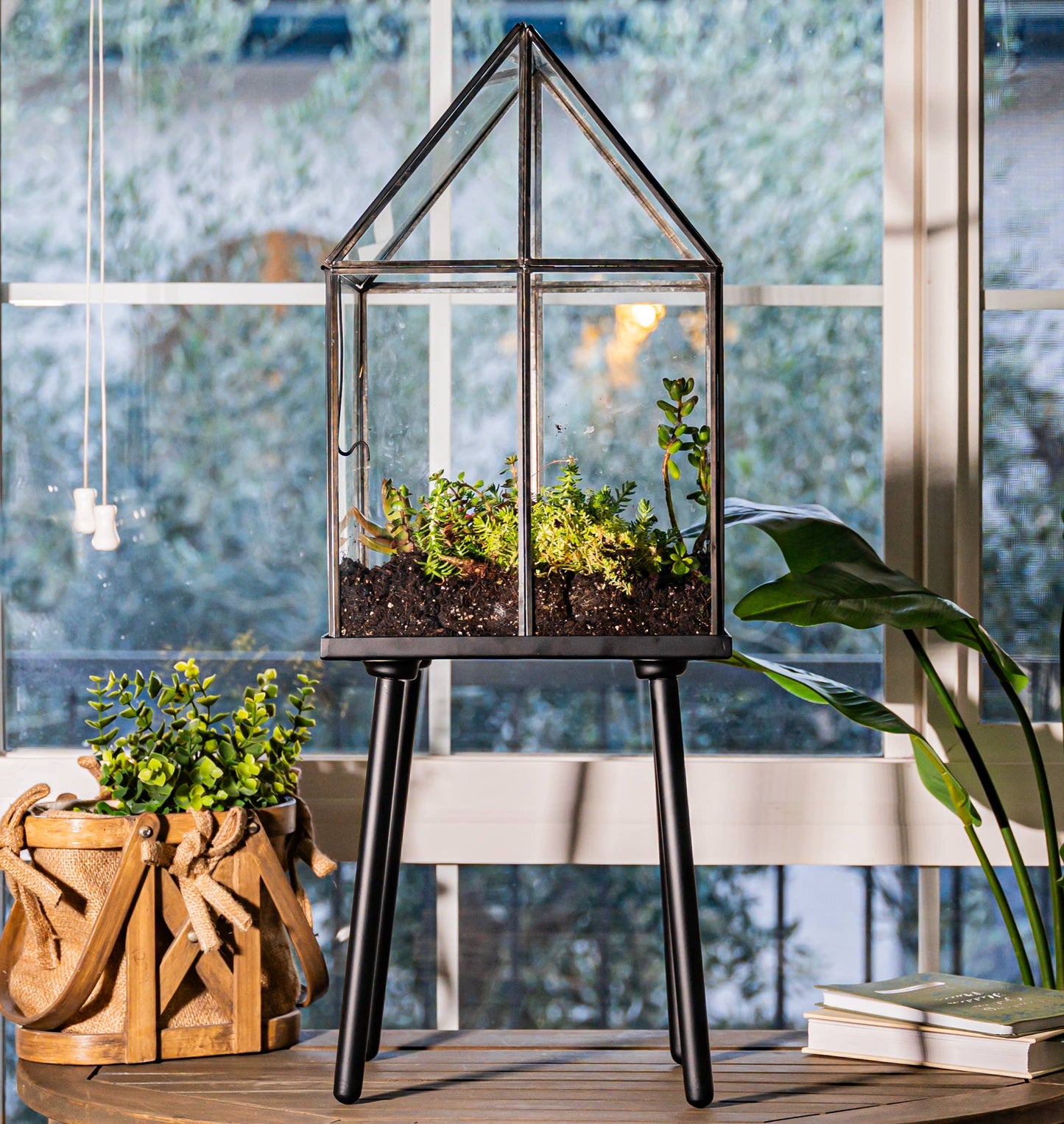 Bronze Oversized Greenhouse Terrarium with stand